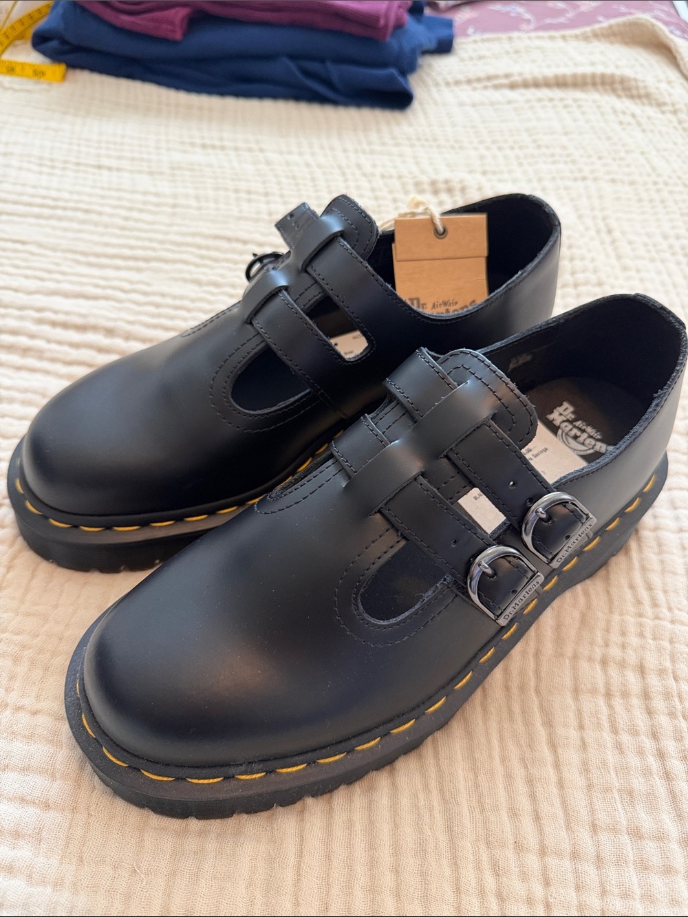 Dr. Martens Double Buckle Smooth Leather Chunky Sole Mary Janes 8065 II Bex NEW - Picture 3 of 7